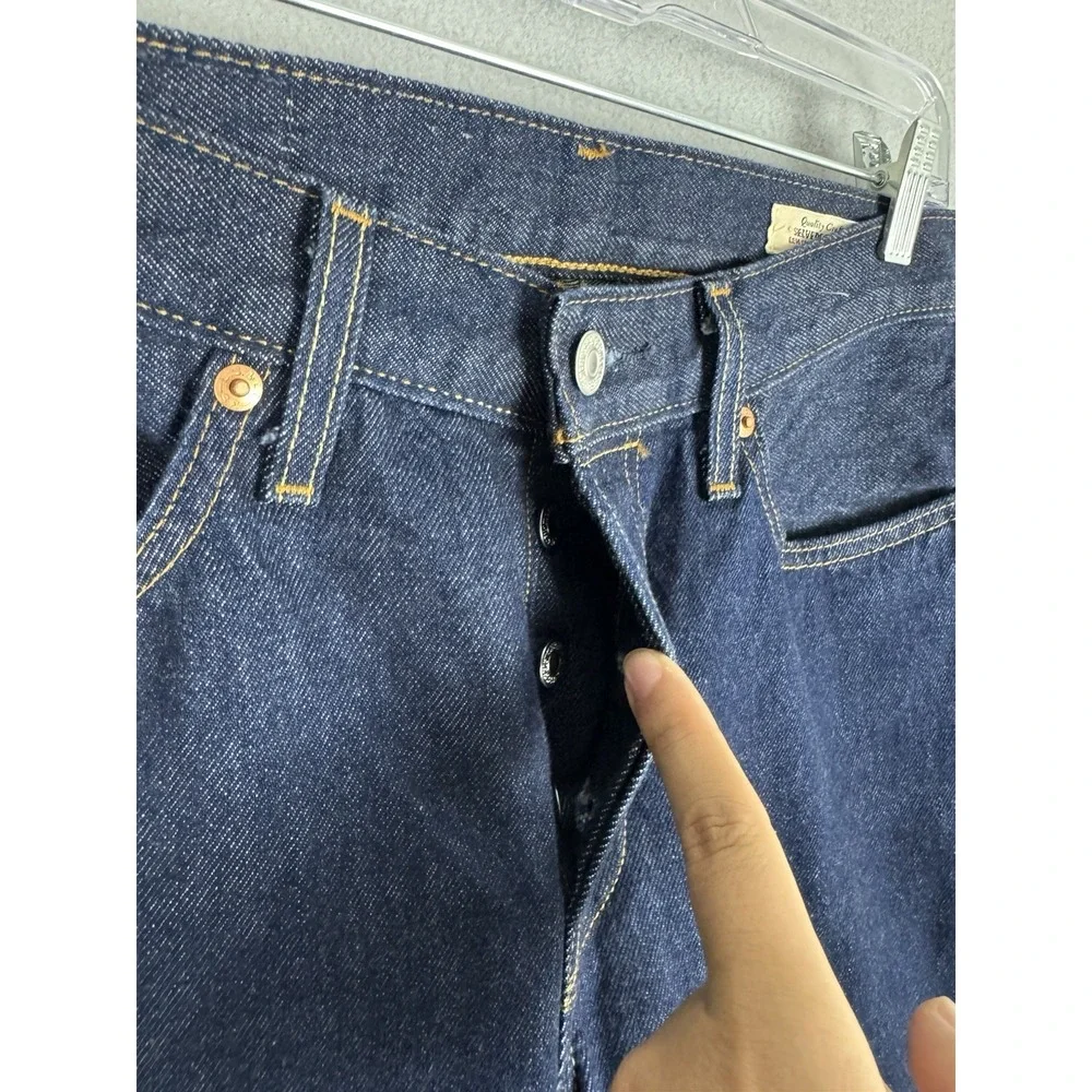 Levis Premium 501 Selvedge Denim Jeans Mens 26x36 (fits 30x35) Dark Wash Blue